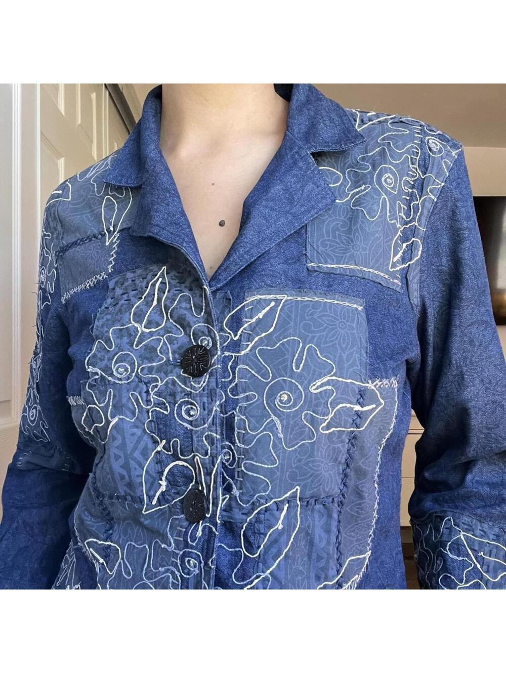 Denim Embroidered Jacket - Picture 6 of 7